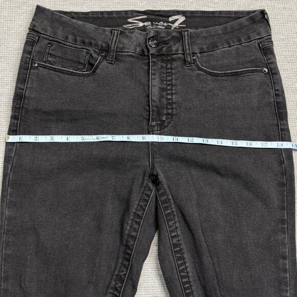 Seven7 Womens Black Distressed Denim Tummyless High Rise Skinny Jeans Size 10 - Picture 12 of 16